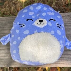 Plush Blue and White Seal Toy for Small Pets
